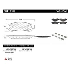 Centric Posi Quiet Semi-Metallic Brake Pads for 2011-2013 F-250 SUPER DUTY, 2008-2012 F-350 SUPER DUTY, 2010-2012 F-450 SUPER DUTY - 104.13340