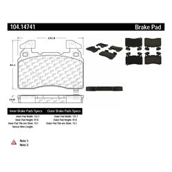 Centric Posi Quiet Semi-Metallic Brake Pads for 2020 CT6, 2012-2016 S, 2014-2017 SS - 104.14741