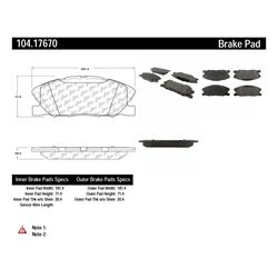 Centric Posi Quiet Semi-Metallic Brake Pads for 2017-2021 300, 2017-2022 CHALLENGER, 2014-2022 CHARGER - 104.17670