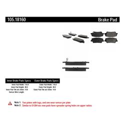 Centric Posi Quiet Ceramic Brake Pads for 2014-2020 SORENTO - 105.18160