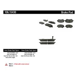 Centric Posi Quiet Extended Wear Brake Pads for 2011-2016 ELANTRA, 2013-2014 ELANTRA COUPE - 106.15430