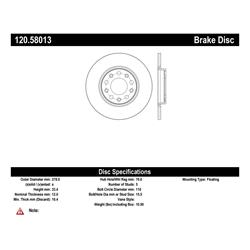 Centric Premium Brake Rotors for 2015-2017 200, 2014-2022 CHEROKEE - 120.58013