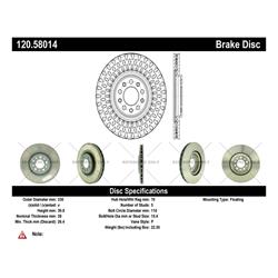 Centric Premium Brake Rotors for 2015-2017 200, 2014-2022 CHEROKEE, 2023 HORNET - 120.58014