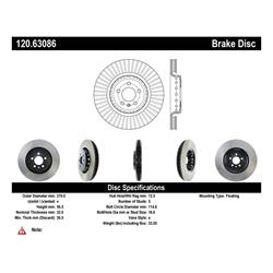 Centric Premium Brake Rotors for 2014-2021 300, 2017-2022 CHALLENGER, 2014-2022 CHARGER - 120.63086
