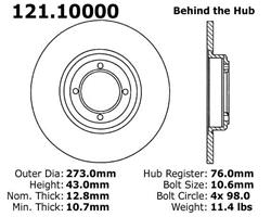 Centric C-Tek Standard Brake Rotors for 1969-1983 504, 1980-1989 505 - 121.10000