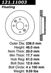 Centric C-Tek Standard Brake Rotors for 1983-1985 FUEGO, 1983-1986 R18I - 121.11003