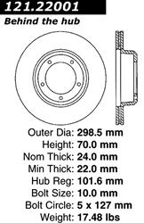 Centric C-Tek Standard Brake Rotors for 1994-1997 DEFENDER 90, 1990-1995 RANGE ROVER - 121.22001
