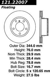 Centric C-Tek Standard Brake Rotors for 2003-2005 RANGE ROVER - 121.22007