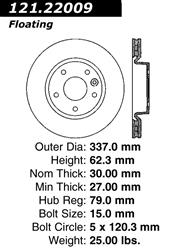 Centric C-Tek Standard Brake Rotors for 2005-2009 LR3, 2006-2009 RANGE ROVER SPORT - 121.22009