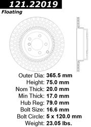 Centric C-Tek Standard Brake Rotors for 2010-2012 RANGE ROVER - 121.22019