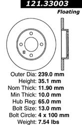 Centric C-Tek Standard Brake Rotors 121.33003