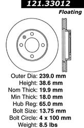 Centric C-Tek Standard Brake Rotors 121.33012