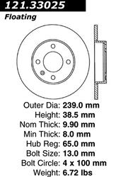 Centric C-Tek Standard Brake Rotors for 1991-1993 PASSAT, 1986-1988 QUANTUM - 121.33025