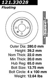 Centric C-Tek Standard Brake Rotors for 1990-1991 CORRADO, 1991-1993 PASSAT - 121.33028