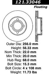 Centric C-Tek Standard Brake Rotors for 1990-1991 90 QUATTRO - 121.33046
