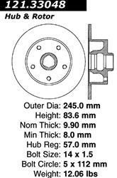 Centric C-Tek Standard Brake Rotors for 1996-2001 A4 - 121.33048