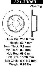Centric C-Tek Standard Brake Rotors for 1999-2004 A6 QUATTRO - 121.33063