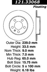 Centric C-Tek Standard Brake Rotors for 2000-2006 TT QUATTRO - 121.33068