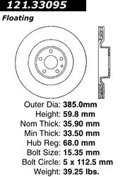 Centric C-Tek Standard Brake Rotors for 2005-2009 A8 QUATTRO, 2007-2009 S8 - 121.33095