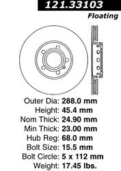 Centric C-Tek Standard Brake Rotors for 2004-2006 A4, 2004 A4 QUATTRO - 121.33103