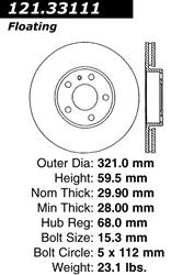 Centric C-Tek Standard Brake Rotors for 2006-2011 A6, 2005-2011 A6 QUATTRO - 121.33111