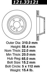 Centric C-Tek Standard Brake Rotors for 2008-2009 TT QUATTRO - 121.33121