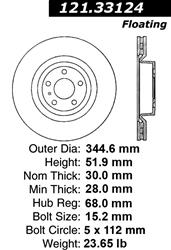 Centric C-Tek Standard Brake Rotors for 2010-2012 S4, 2008-2011 S5 - 121.33124