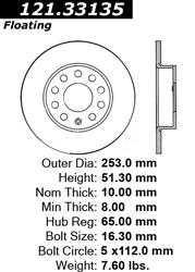 Centric C-Tek Standard Brake Rotors 121.33135