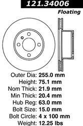 Centric C-Tek Standard Brake Rotors for 1977 320I - 121.34006