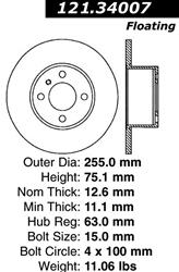 Centric C-Tek Standard Brake Rotors 121.34007