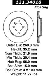 Centric C-Tek Standard Brake Rotors 121.34018