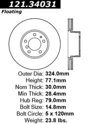 Centric C-Tek Standard Brake Rotors 121.34031