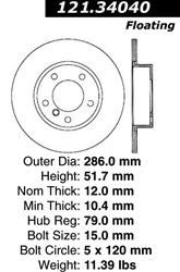 Centric C-Tek Standard Brake Rotors for 1995-1998 318TI, 1996-1998 Z3 - 121.34040
