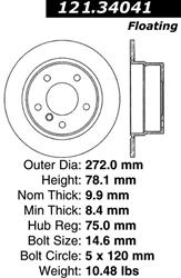 Centric C-Tek Standard Brake Rotors for 1995-1999 318TI - 121.34041
