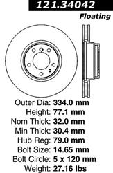 Centric C-Tek Standard Brake Rotors for 1995-2001 750IL - 121.34042