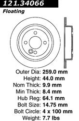 Centric C-Tek Standard Brake Rotors for 2002-2006 COOPER - 121.34066