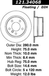 Centric C-Tek Standard Brake Rotors for 2003-2006 Z4 - 121.34068