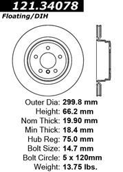 Centric C-Tek Standard Brake Rotors for 2006 325I, 2007-2013 328I - 121.34078