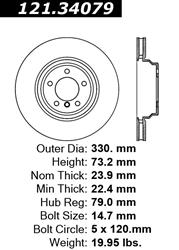 Centric C-Tek Standard Brake Rotors for 2006 330I, 330XI, 2012-2014 X1 - 121.34079