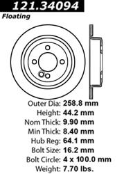 Centric C-Tek Standard Brake Rotors for 2007-2015 COOPER - 121.34094