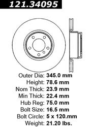 Centric C-Tek Standard Brake Rotors for 2007-2018 X5, 2008-2019 X6 - 121.34095