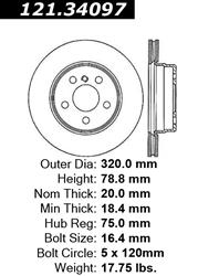 Centric C-Tek Standard Brake Rotors for 2007-2018 X5, 2010-2019 X6 - 121.34097