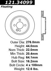 Centric C-Tek Standard Brake Rotors for 2007-2008 COOPER - 121.34099