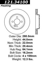 Centric C-Tek Standard Brake Rotors 121.34100