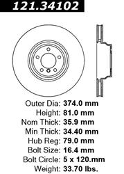 Centric C-Tek Standard Brake Rotors for 2007-2008 ALPINA B7 - 121.34102