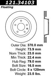 Centric C-Tek Standard Brake Rotors for 2007-2008 ALPINA B7 - 121.34103
