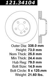 Centric C-Tek Standard Brake Rotors for 2008-2013 135I, 2013 135IS - 121.34104