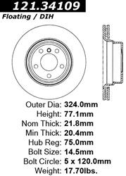 Centric C-Tek Standard Brake Rotors for 2008-2013 135I, 2013 135IS - 121.34109