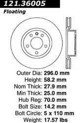 Centric C-Tek Standard Brake Rotors for 1997-2001 CATERA - 121.36005