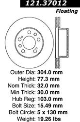 Centric C-Tek Standard Brake Rotors for 1986-1991 928, 1989-1991 944 - 121.37012